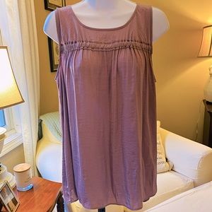 Plum silky sleeveless peasant style blouse.  Size Medium